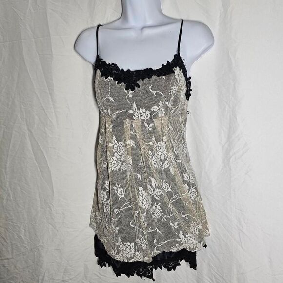 Guess whimsigoth fairy shimmer floral lace trim babydoll vintage y2k top - Picture 1 of 4
